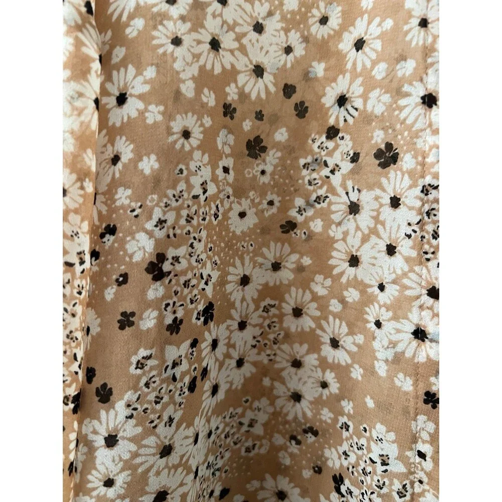 Tan floral sheer cardigan floral bikini coverup Wild Fable one size